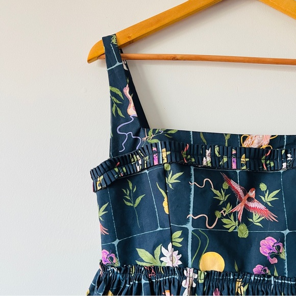 AGUA BY AGUA BENDITA Barbara Paradiso Ruffle-Trim Poplin Midi Dress Size M - Picture 4 of 9